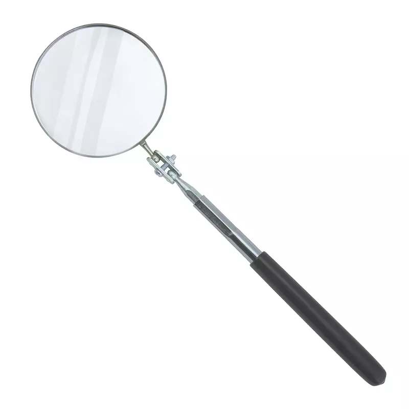 Ullman Devices S-2 Circular Telescoping Mirror with Heavy Duty Vinyl Grip, 3-1/4" Diameter, 11" to 15" Extended Handle Length