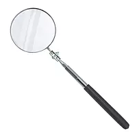 Ullman Devices S-2 Circular Telescoping Mirror with Heavy Duty Vinyl Grip, 3-1/4" Diameter, 11" to 15" Extended Handle Length