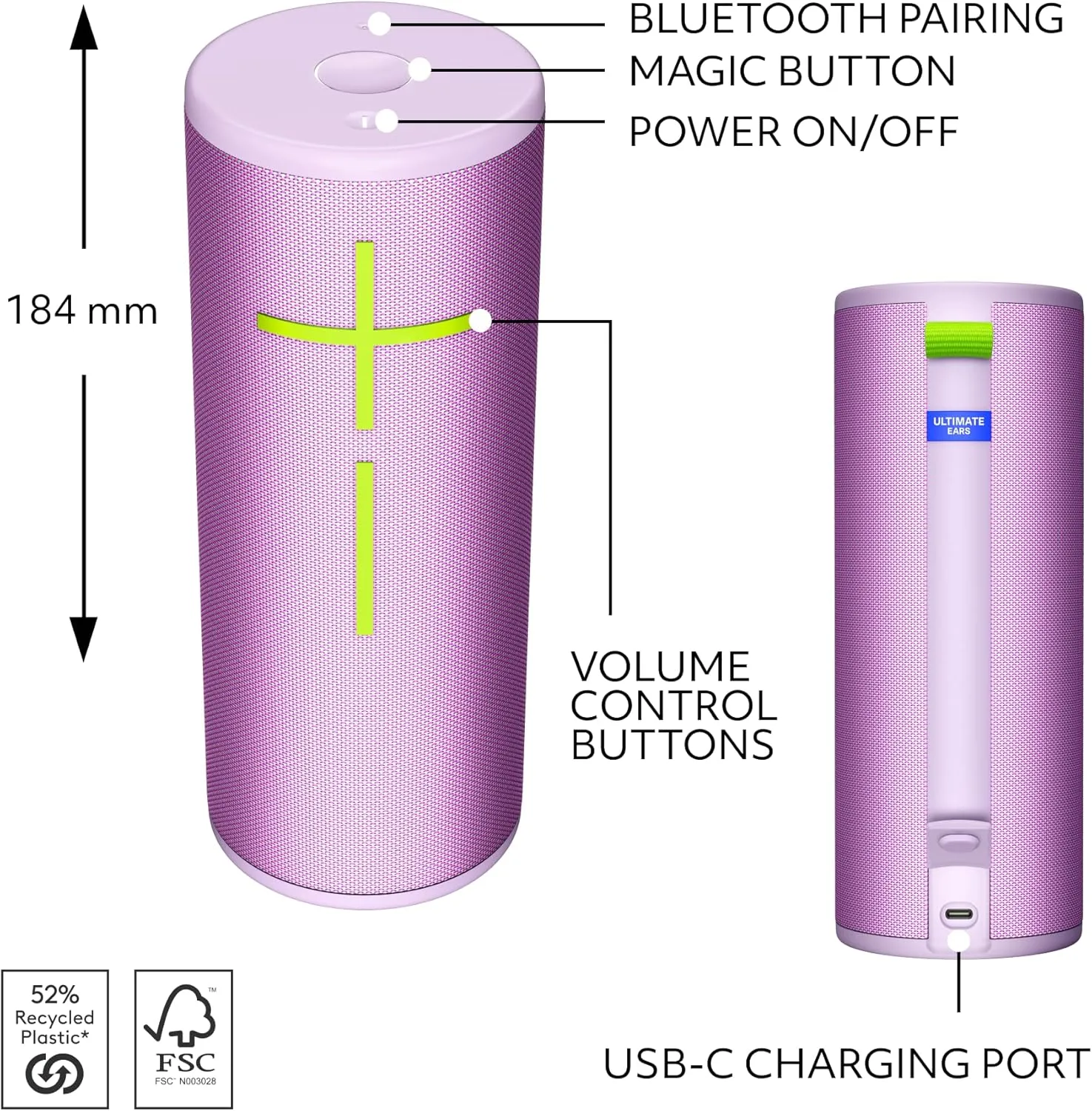 Ultimate Ears Boom 4 Portable Waterproof Bluetooth Speaker, 360-Degree Immersive Sound, 15-Hour Battery, 147ft Range