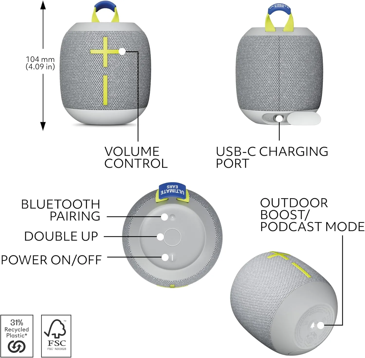 ULTIMATE EARS WONDERBOOM 4 Portable Waterproof Bluetooth Speaker