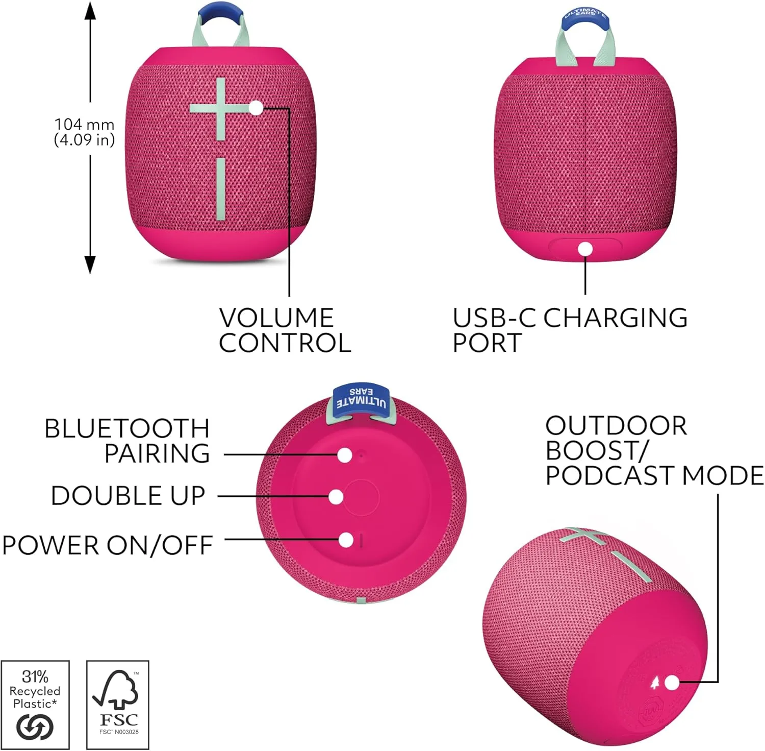 ULTIMATE EARS WONDERBOOM 4 Portable Waterproof Bluetooth Speaker