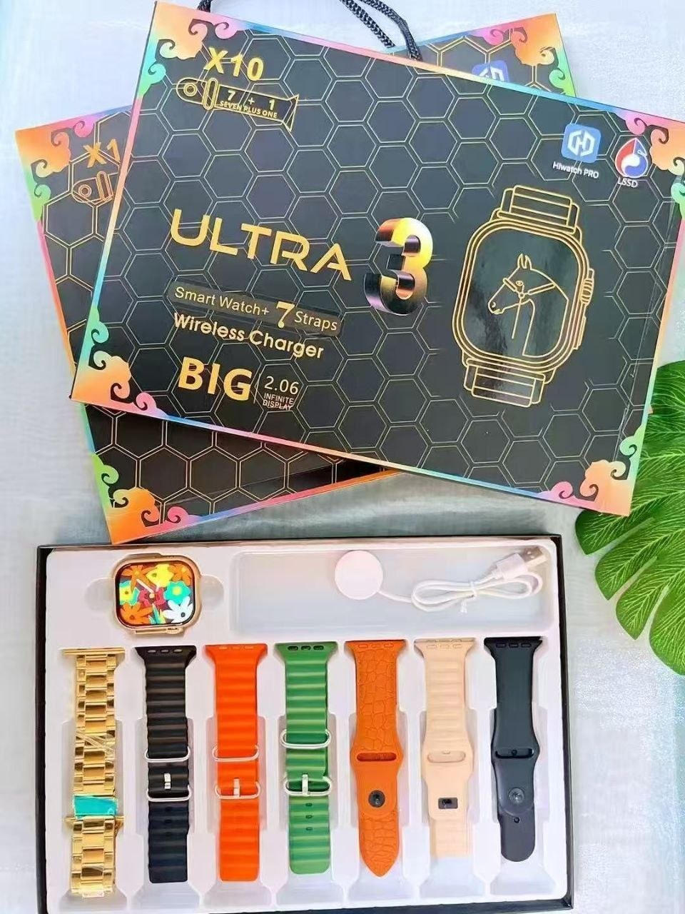 ULTRA 3 GOLD SMART WATCH - 7 STRAPS