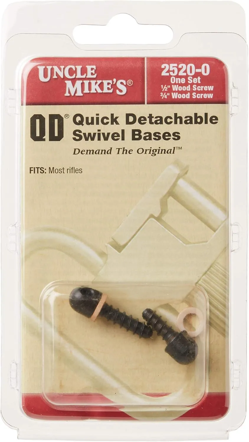 Uncle Mike's 115 RGS Sling Swivel Wood Screw Set, One each 1/2-Inch and 3/4-Inch Screws, Black, Model:25200