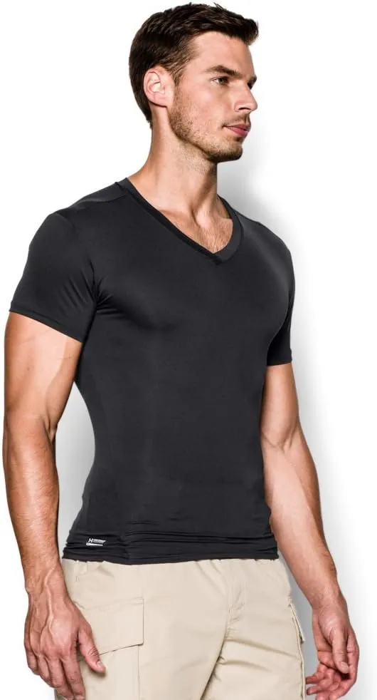 UNDER ARMOUR Men's HeatGear Tactical V-neck Compression Short-sleeve T-shirt