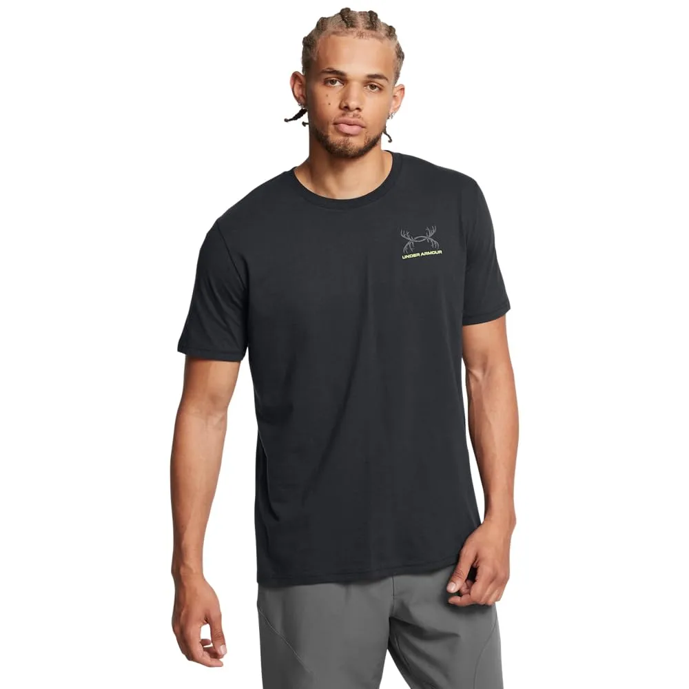 UNDER ARMOUR Mens Schematic White Tail Short Sleeve T Shirt Graphic Tee