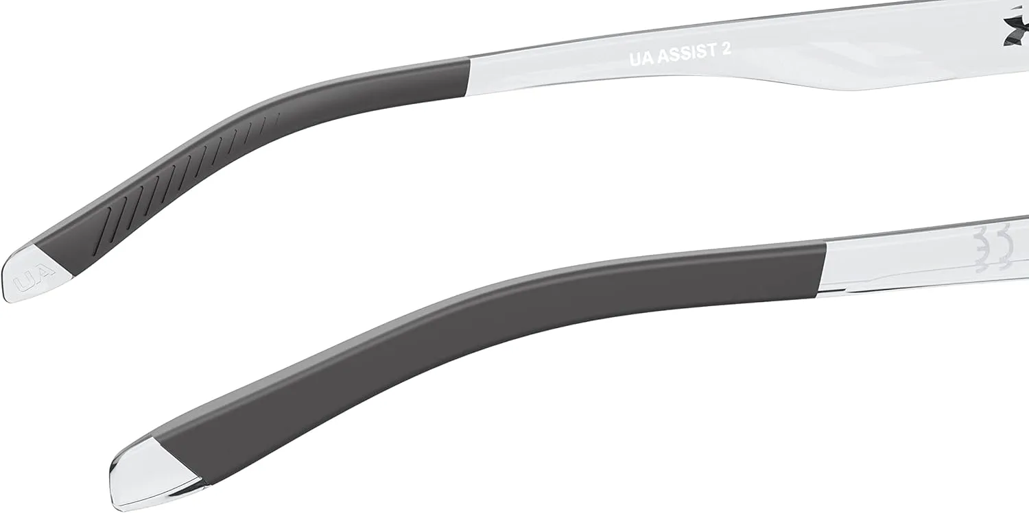 Under Armour Men's Ua Assist 2 Rectangular Sunglasses Crystal/Silver Multilayer 57 Millimeters