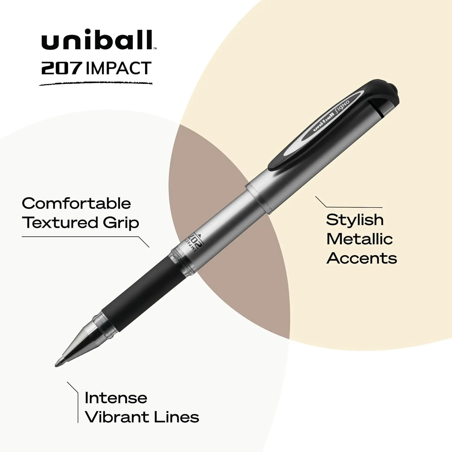 uni-ball 207 Impact Gel Pen Refills, 1.0 mm Bold, Black, 2 Pack