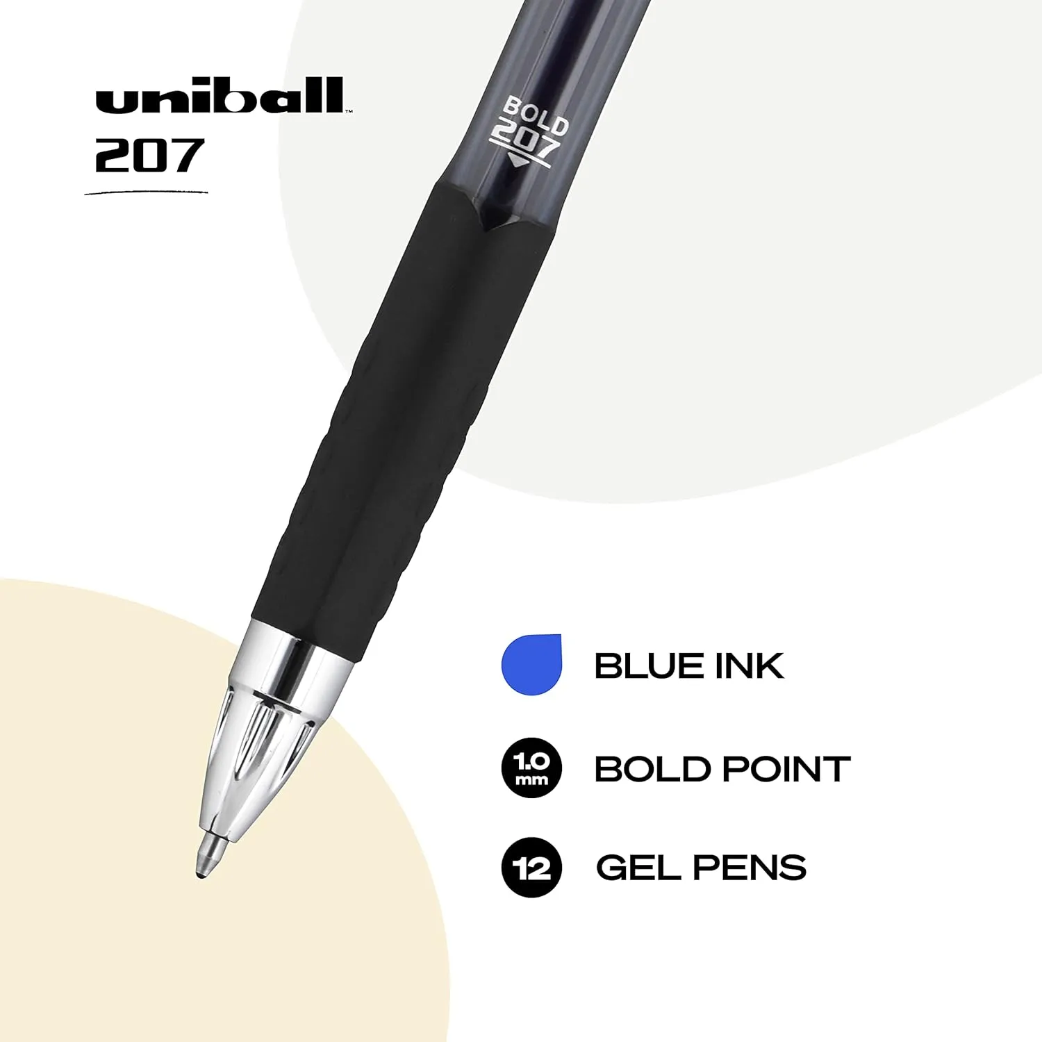 Uniball Signo 207 Gel Pen Set - 12 Pack 0.5mm Micro Red Pens and 12 Pack 1.0mm Bold Blue Gel Pens