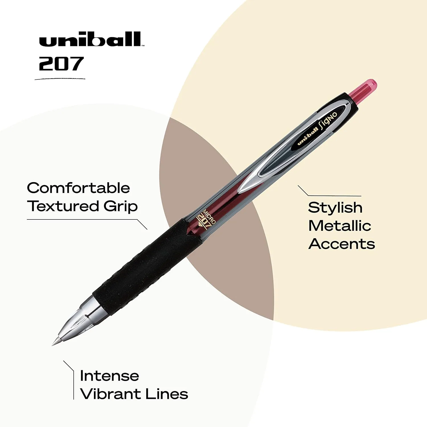 Uniball Signo 207 Gel Pen Set - 12 Pack 0.5mm Micro Red Pens and 12 Pack 1.0mm Bold Blue Gel Pens