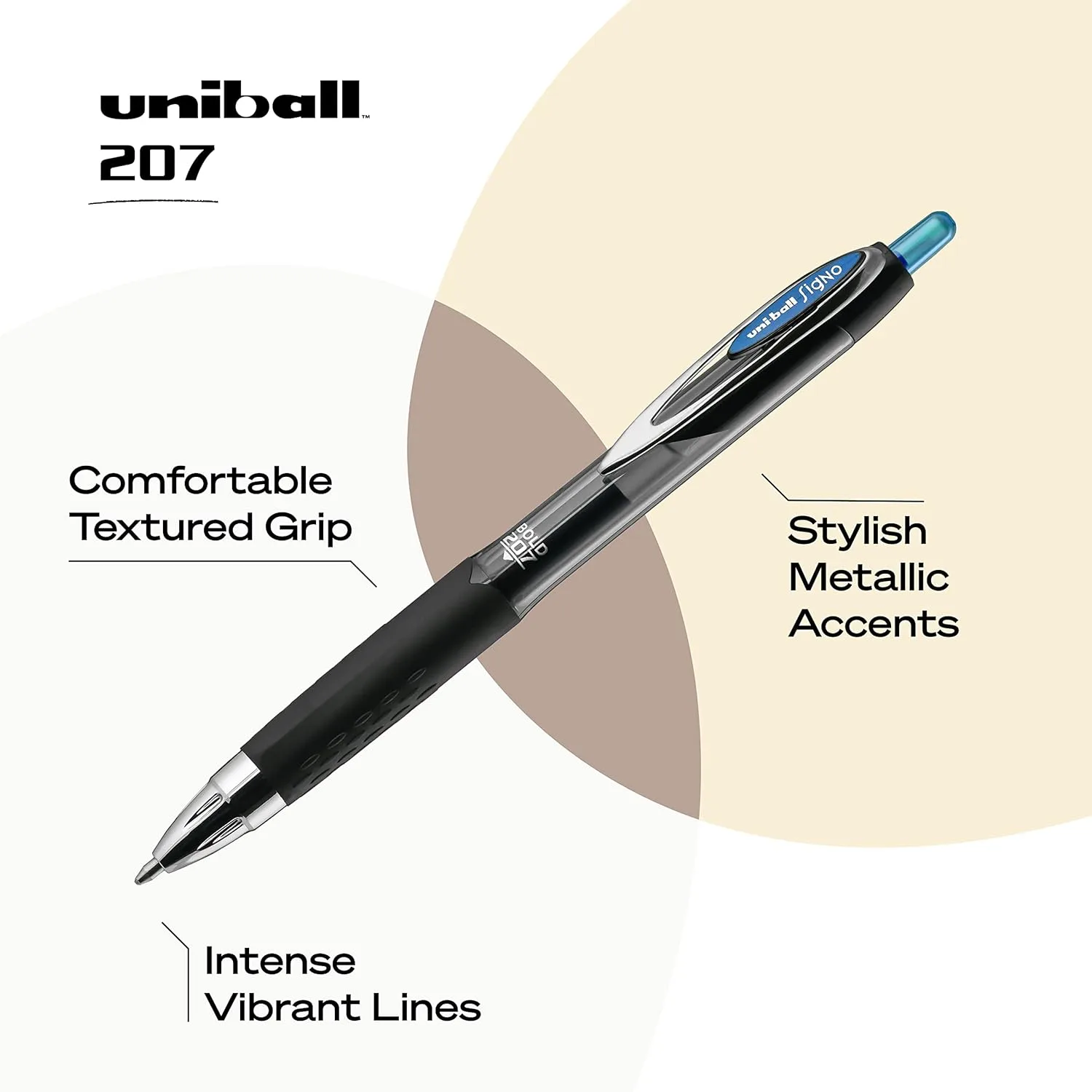 Uniball Signo 207 Gel Pen Set - 12 Pack 0.5mm Micro Red Pens and 12 Pack 1.0mm Bold Blue Gel Pens