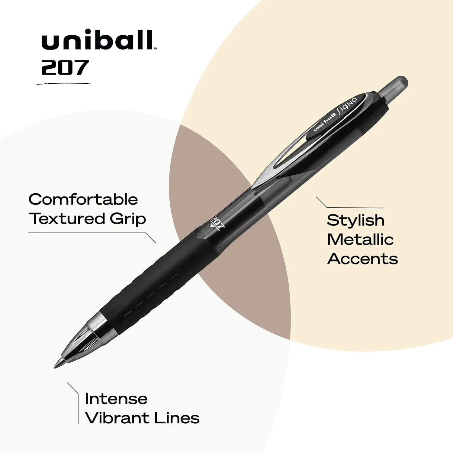 uni-ball 207 Retractable Gel Pens, Medium Point (0.7mm), Assorted Colors, 4 Count