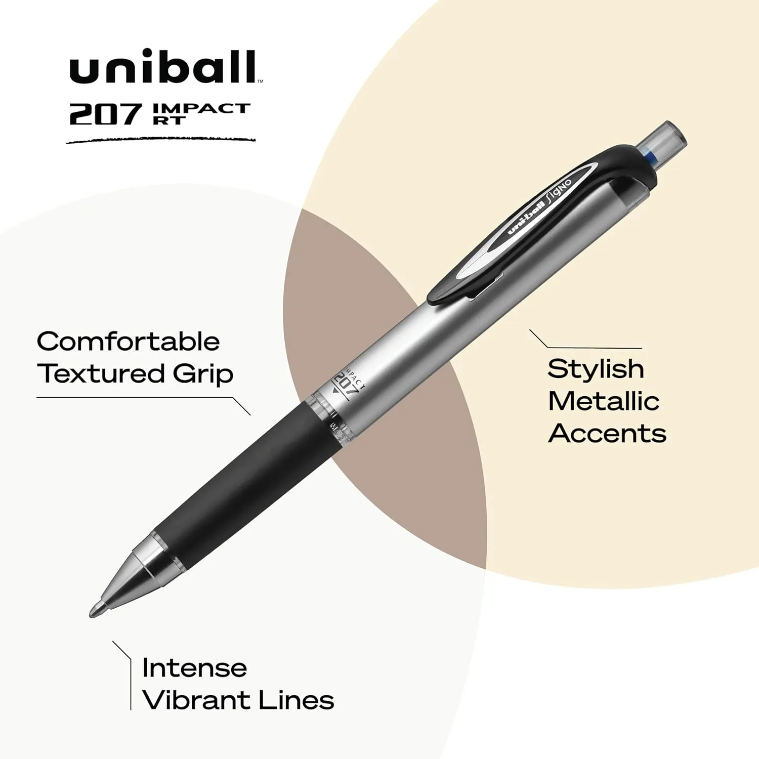 Uni-Ball 207 Impact Retractable Gel Pen, 1.0 mm, Blue Ink (12-Pack)
