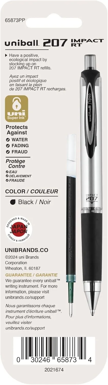 UNI-BALL 207 Impact RT Gel Pen Refills, 1.0 mm Bold