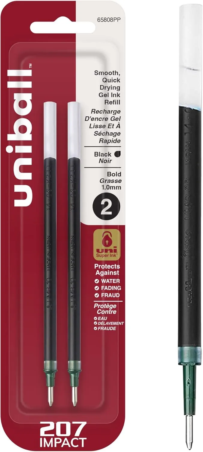 UNI-BALL 207 Impact RT Gel Pen Refills, 1.0 mm Bold