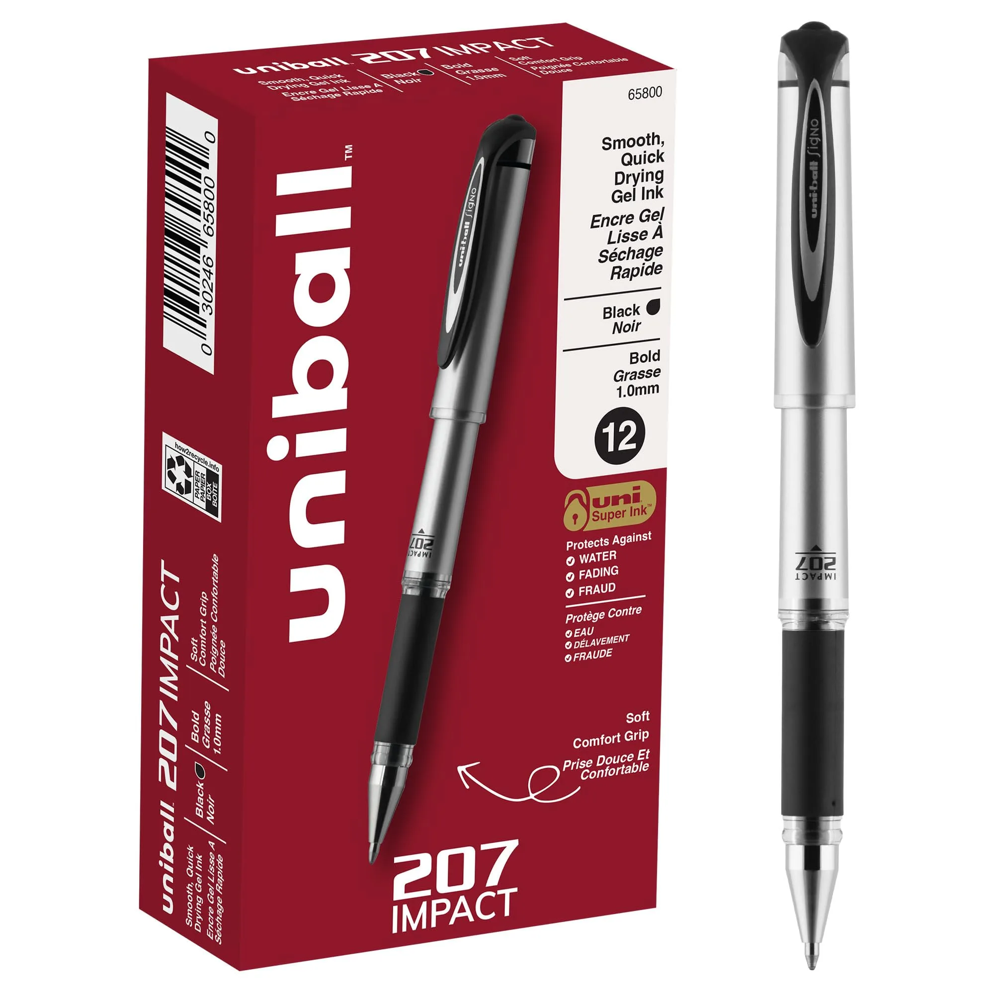 UNI-BALL 207 Impact Gel Pens, 1.0 mm Bold Point