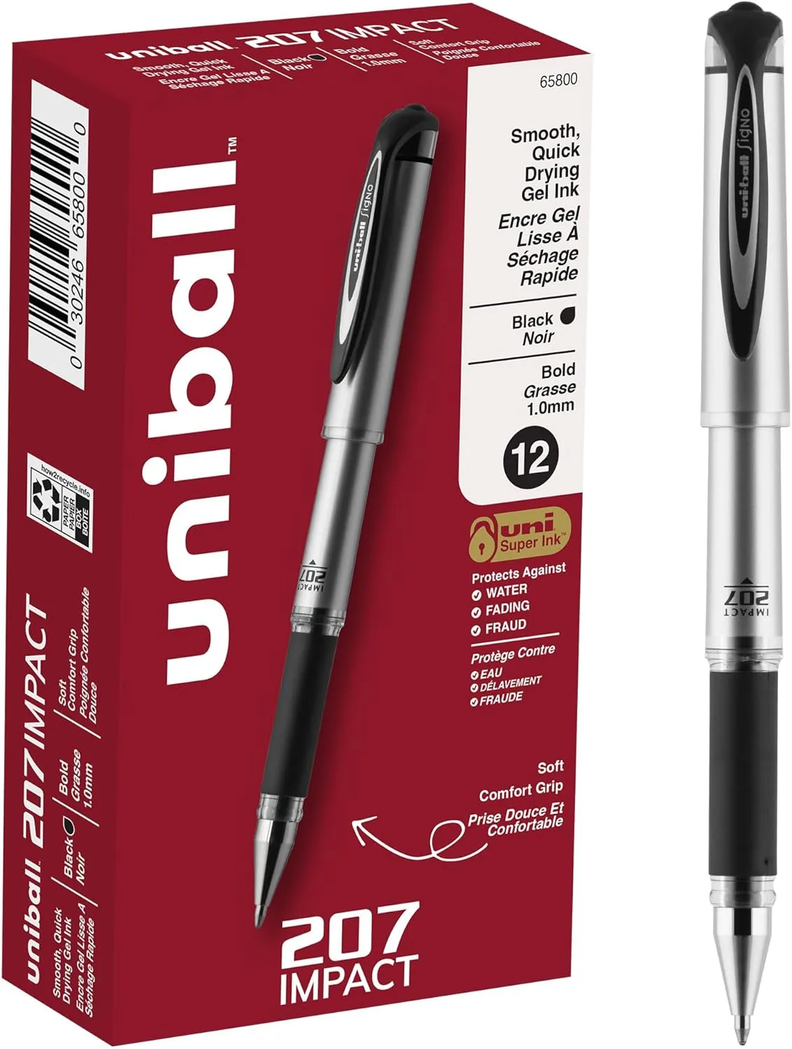 UNI-BALL 207 Impact Gel Pens, 1.0 mm Bold Point