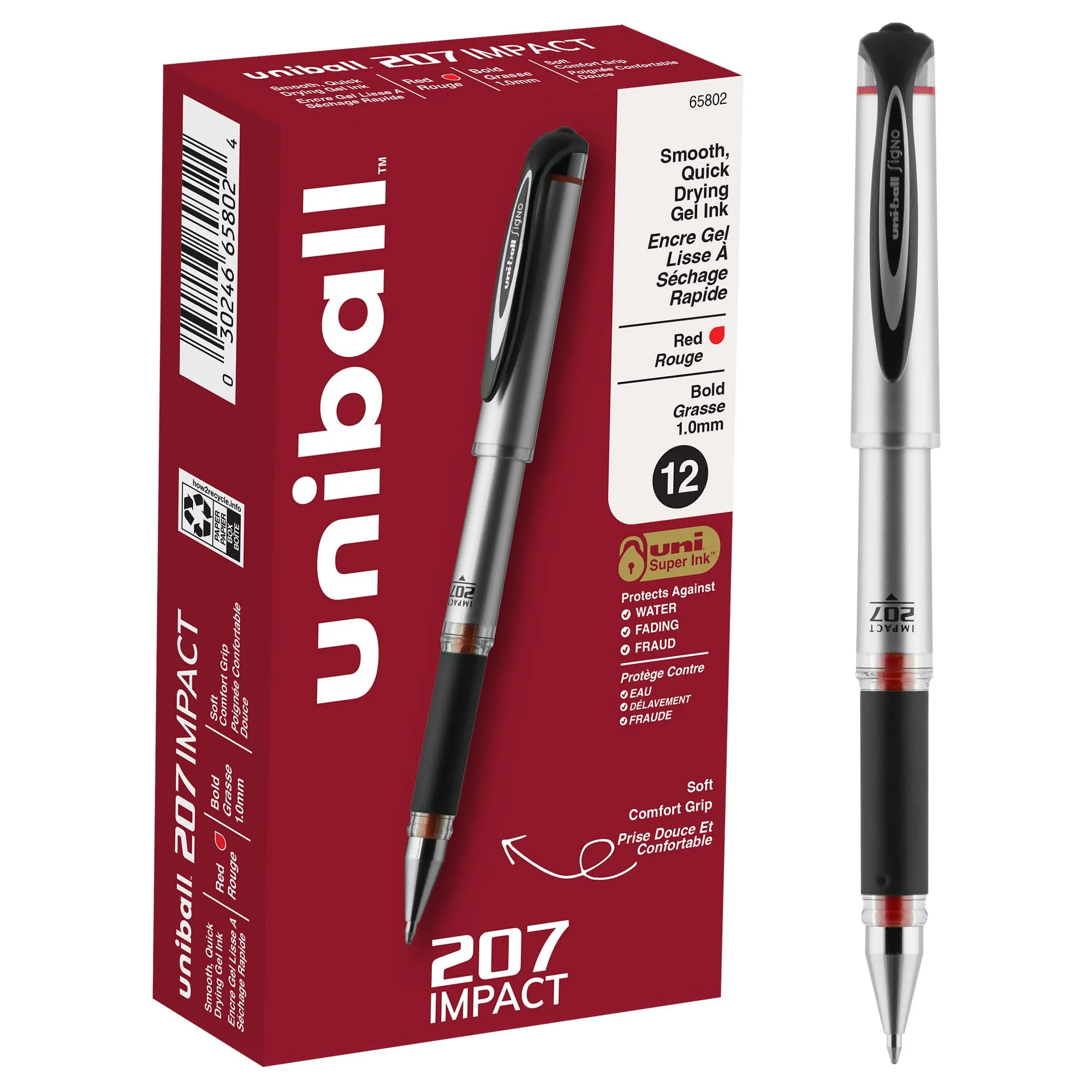 UNI-BALL 207 Impact Gel Pens, 1.0 mm Bold Point