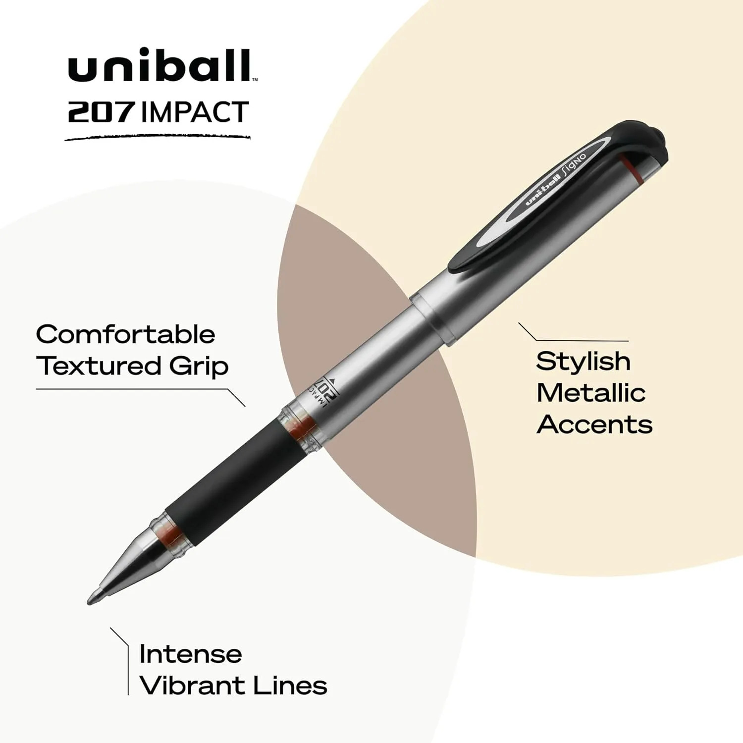 UNI-BALL 207 Impact Gel Pens, 1.0 mm Bold Point