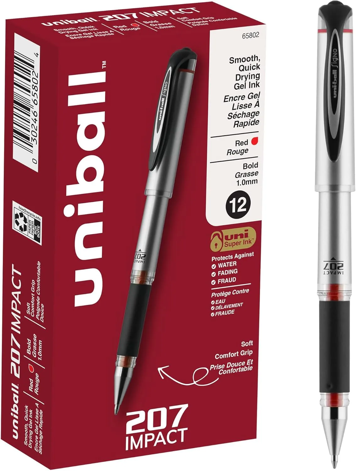 UNI-BALL 207 Impact Gel Pens, 1.0 mm Bold Point