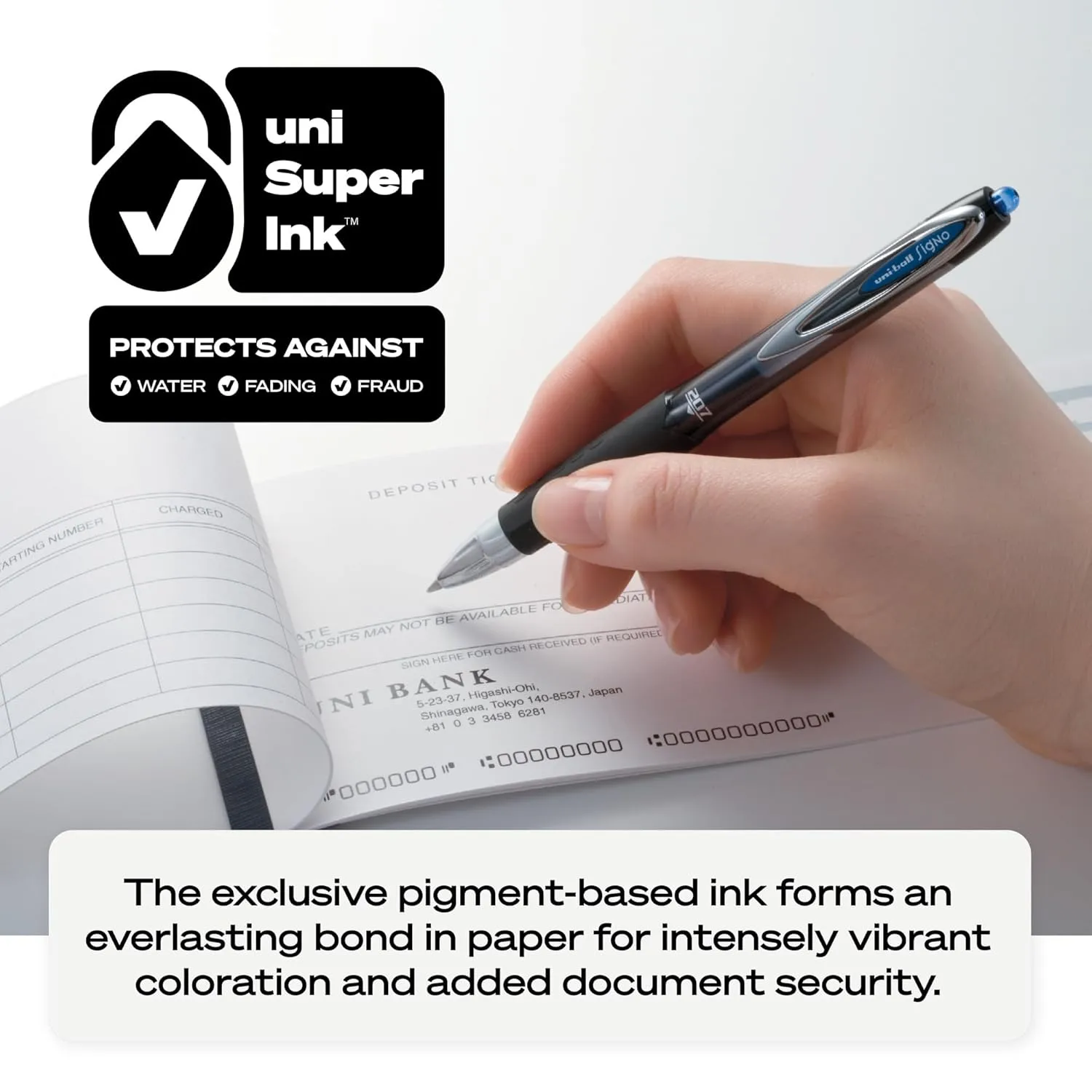 uni-ball® 207™ Retractable Fraud Prevention Gel Pens, Micro Point, 0.5 mm, Black Barrels, Black Ink, Pack Of 12 Black 1 Count (Pack of 12)