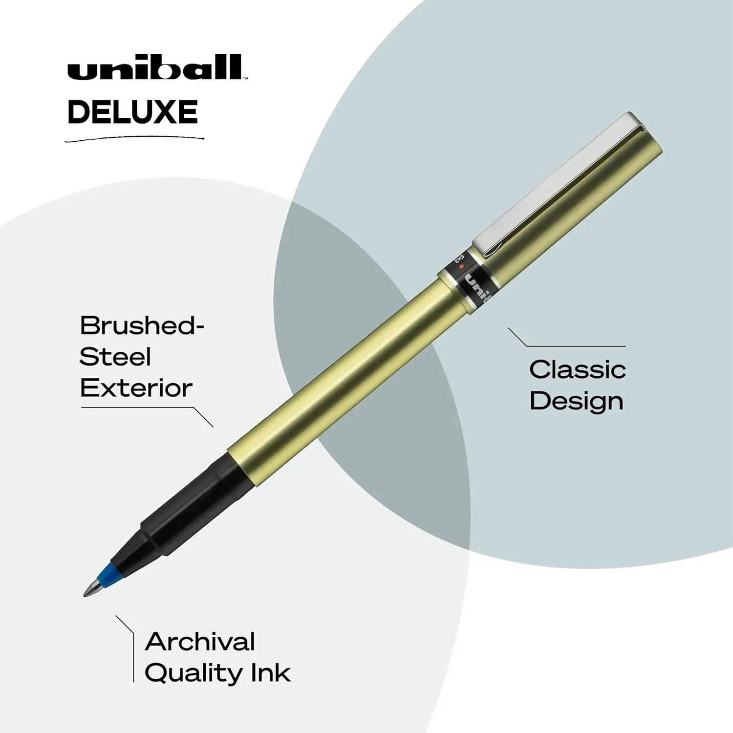 Uni-ball Deluxe Rollerball Pen, 12 Blue 0.7mm, Smooth Writing, Waterproof Ink, Fine Point, Office Supplies