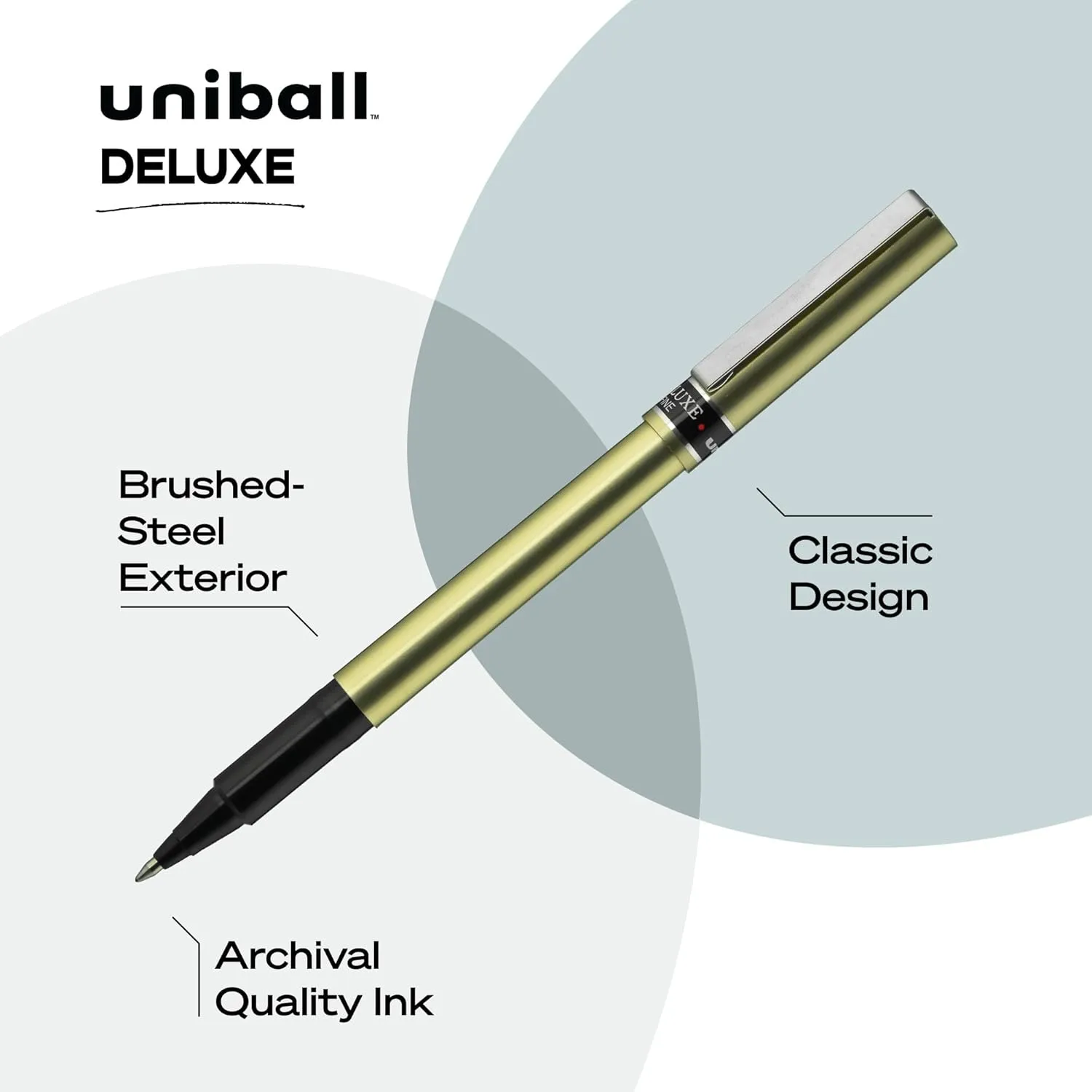 Uni-ball Deluxe Rollerball Pens, Fine Point (0.7mm), Black, 12 Count