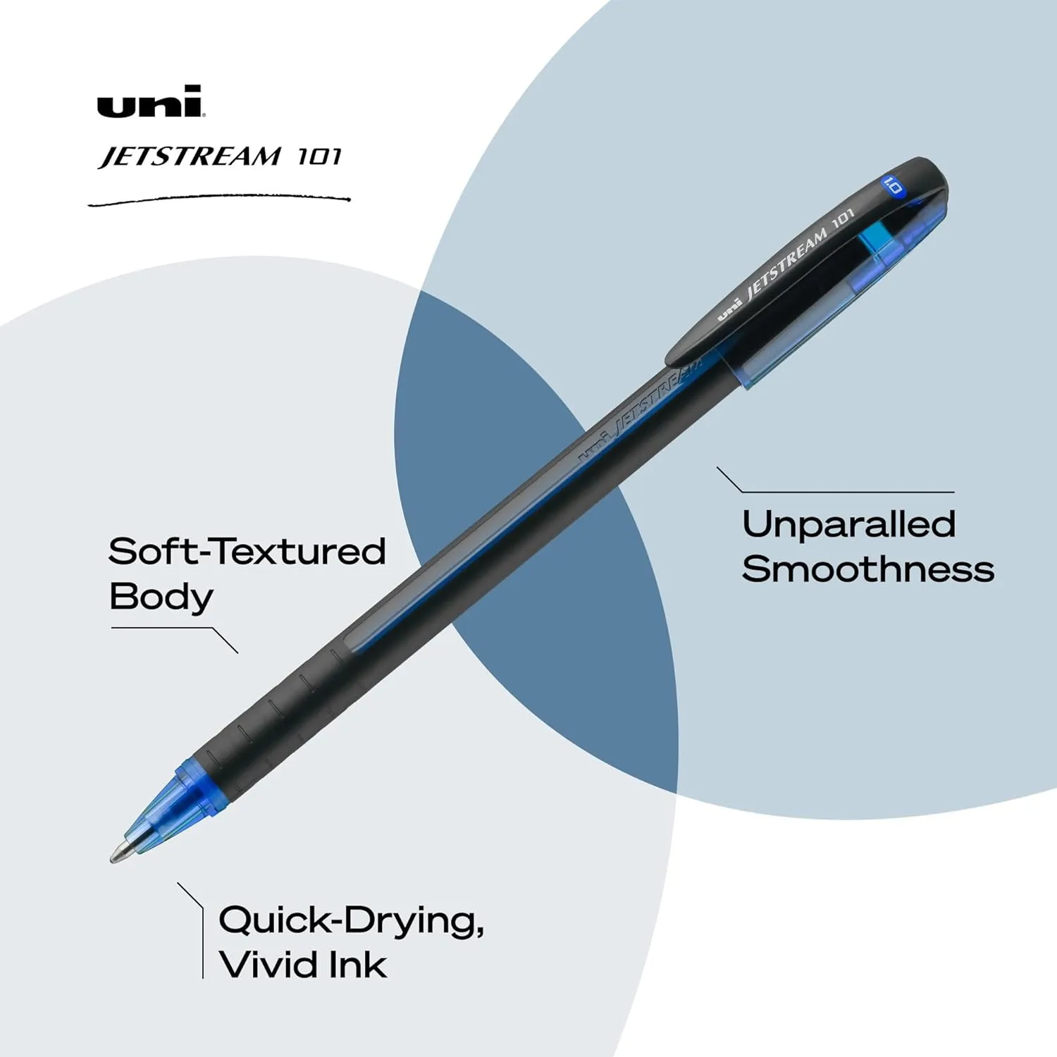 Uni-Ball Jetstream 101 Ballpoint Pens, 1.0 mm, Blue Ink, 12 Pack