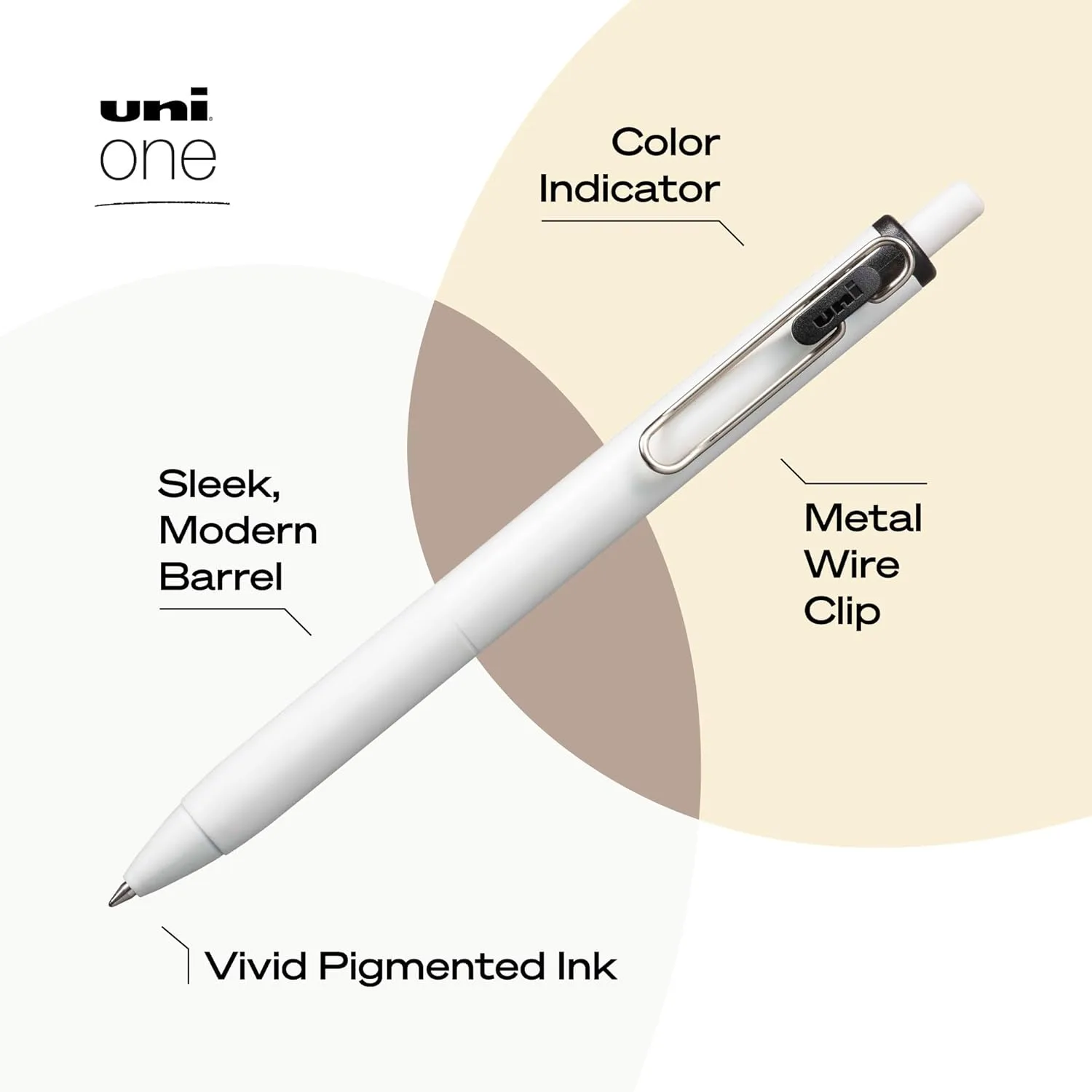 UNI-BALL One Retractable Gel Pens, Micro Point, White Barrel