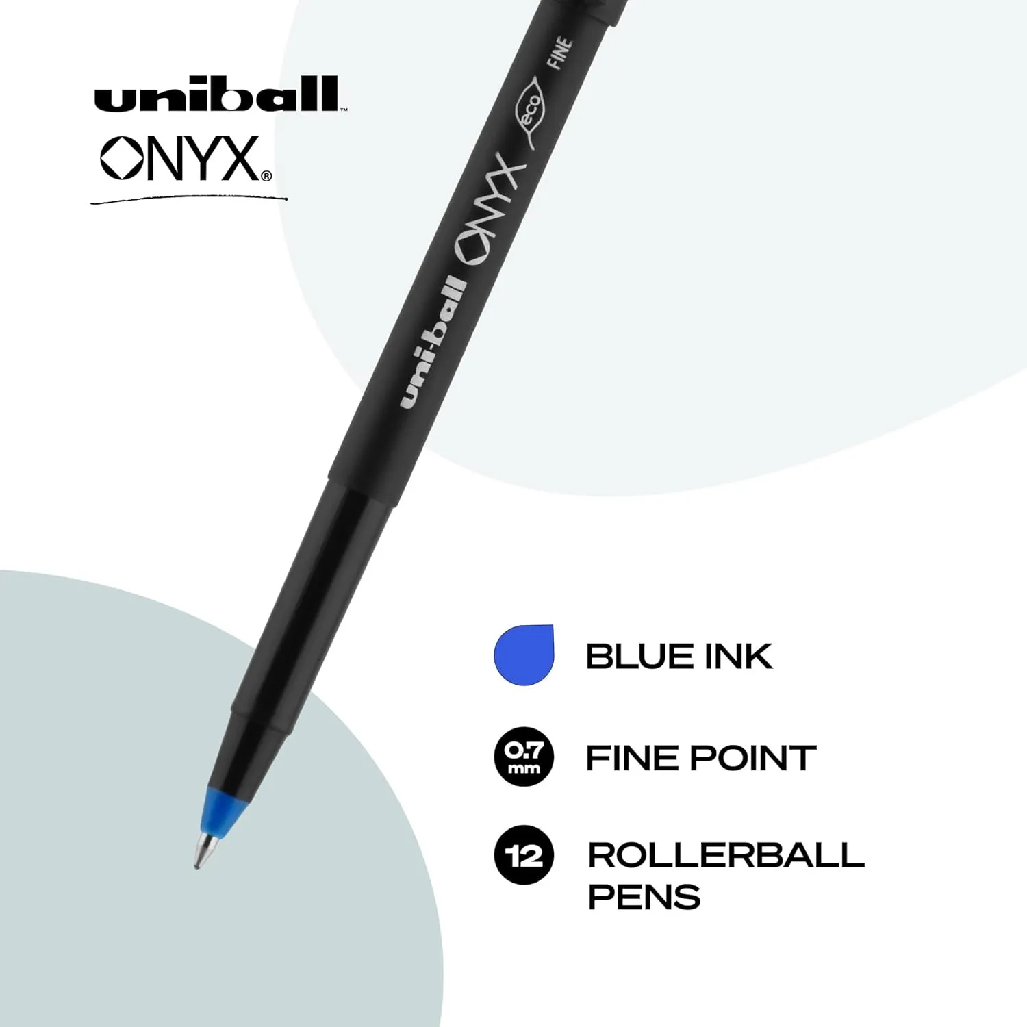 UNI-BALL Onyx Rollerball Pens 0.7 mm Fine Point, 12 Pack