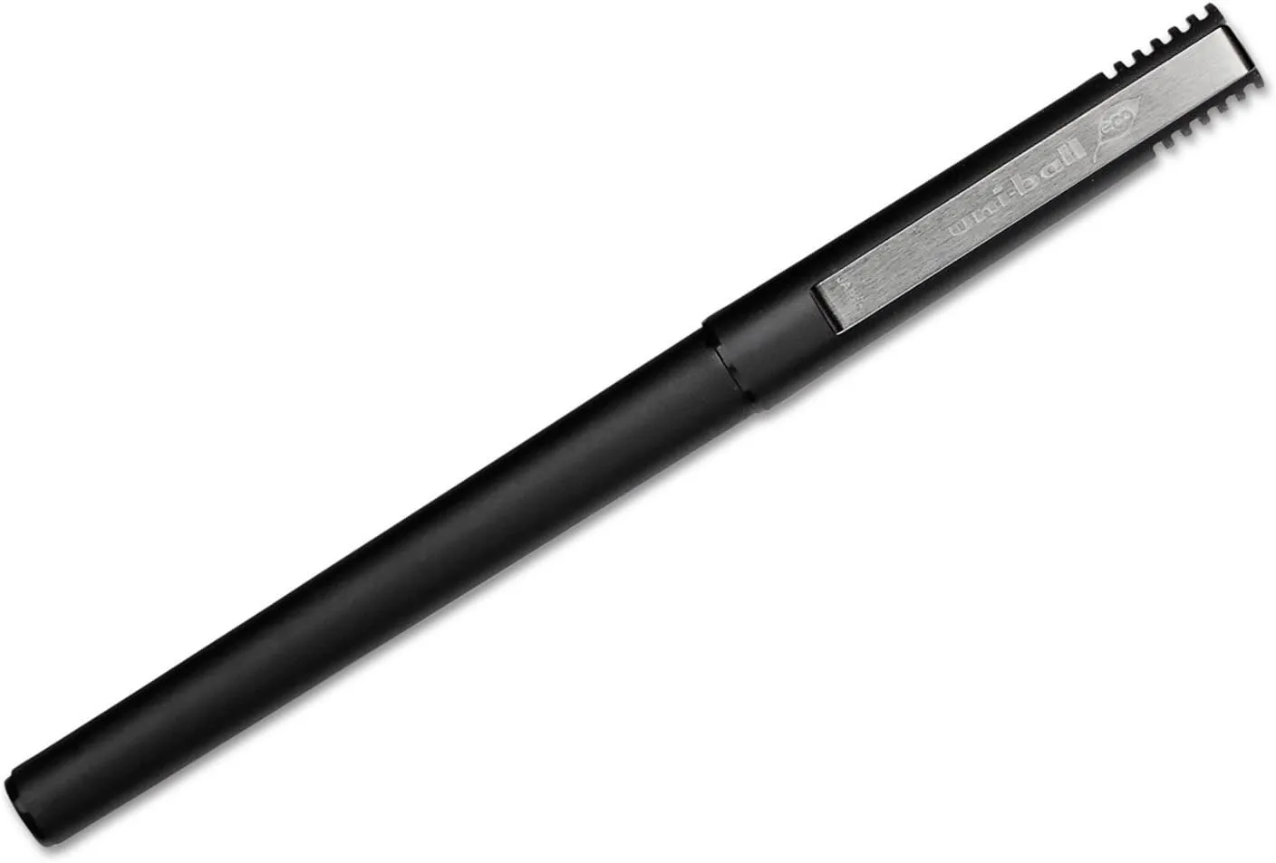 uniball Roller Ball Pen, Stick, Micro 0.5 mm, Green Ink, Black Matte Barrel, Dozen 12