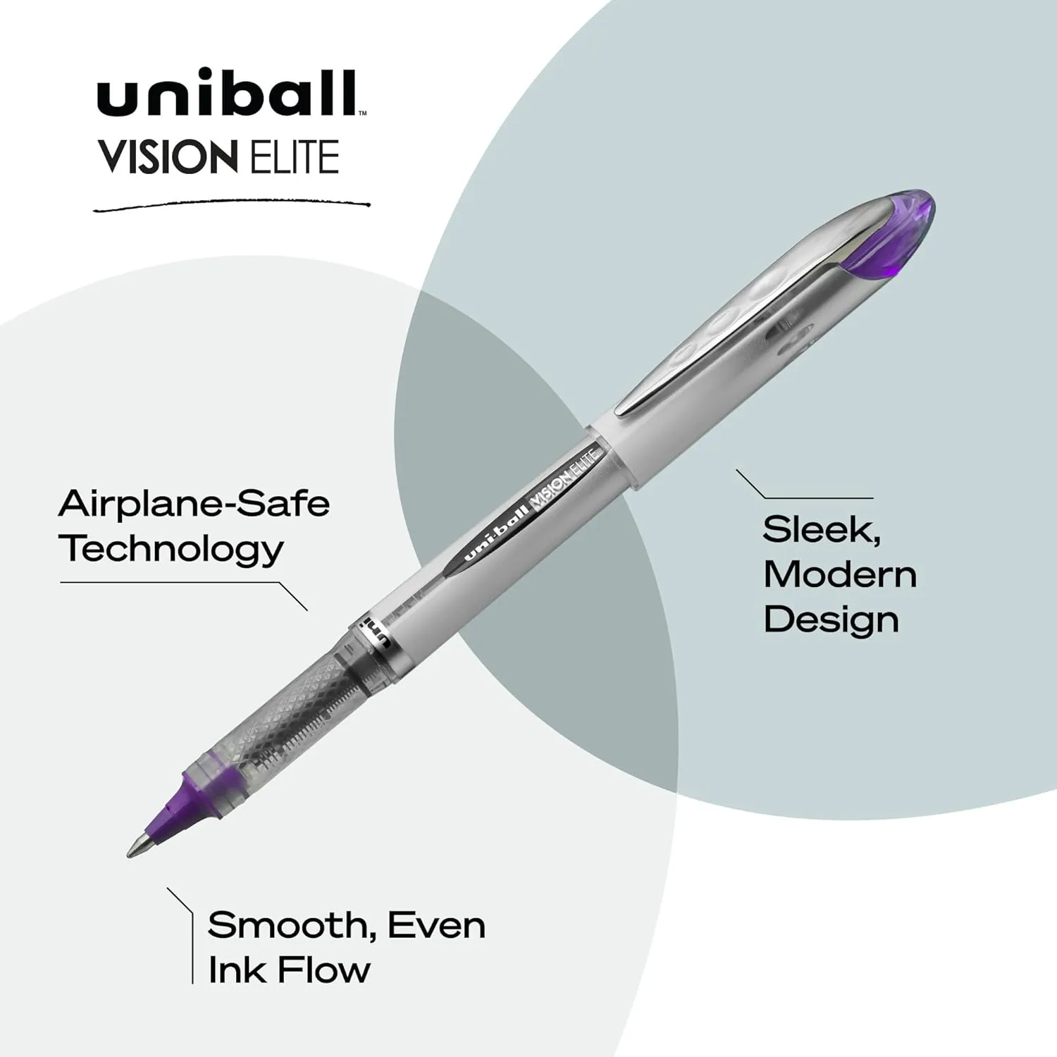 uni-ball® Vision™ Elite™ Liquid Ink Rollerball Pens, Bold Point, 0.8 mm, Black Barrel, Assorted Ink Colors, Pack Of 8