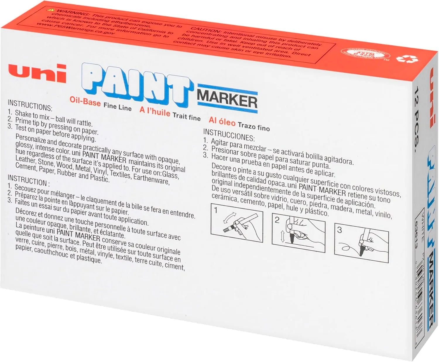Uni-Paint® Markers, Medium Point, White, Pack Of 12