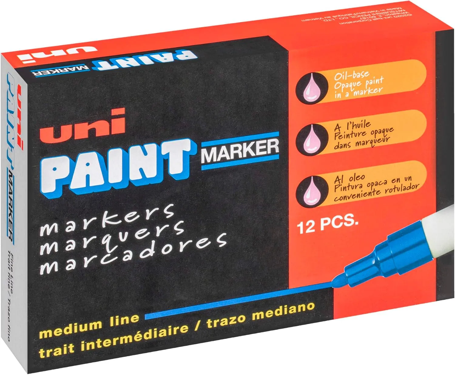 Uni-Paint® Markers, Medium Point, White, Pack Of 12