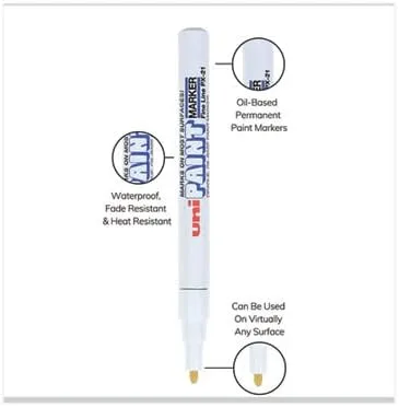 Uni-Paint PX-21 Oil-Based Paint Marker, Fine Point, White, 1-Count