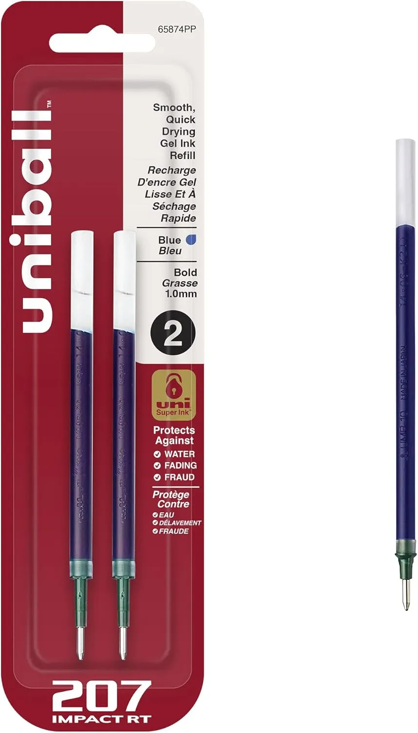 UNI-BALL 207 Impact RT Gel Pen Refills, 1.0 mm Bold