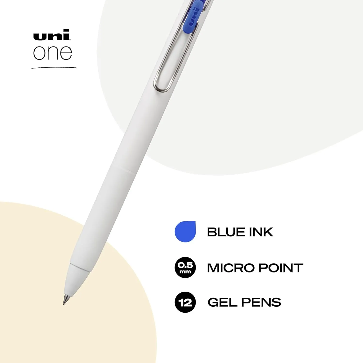 UNI-BALL One Retractable Gel Pens, Micro Point, White Barrel