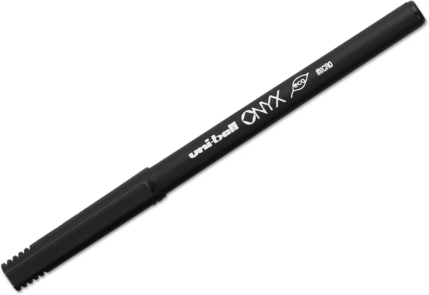 uniball Onyx Roller Ball Pen, Stick, Micro 0.5 Mm, Black Ink, Black Matte Barrel, Dozen