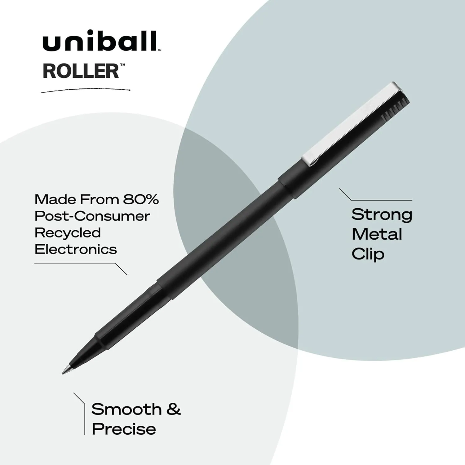 uniball Roller Ball Pen, Stick, Micro 0.5 Mm, Black Ink, Black Matte Barrel, Dozen Black 12 Count (Pack of 1)