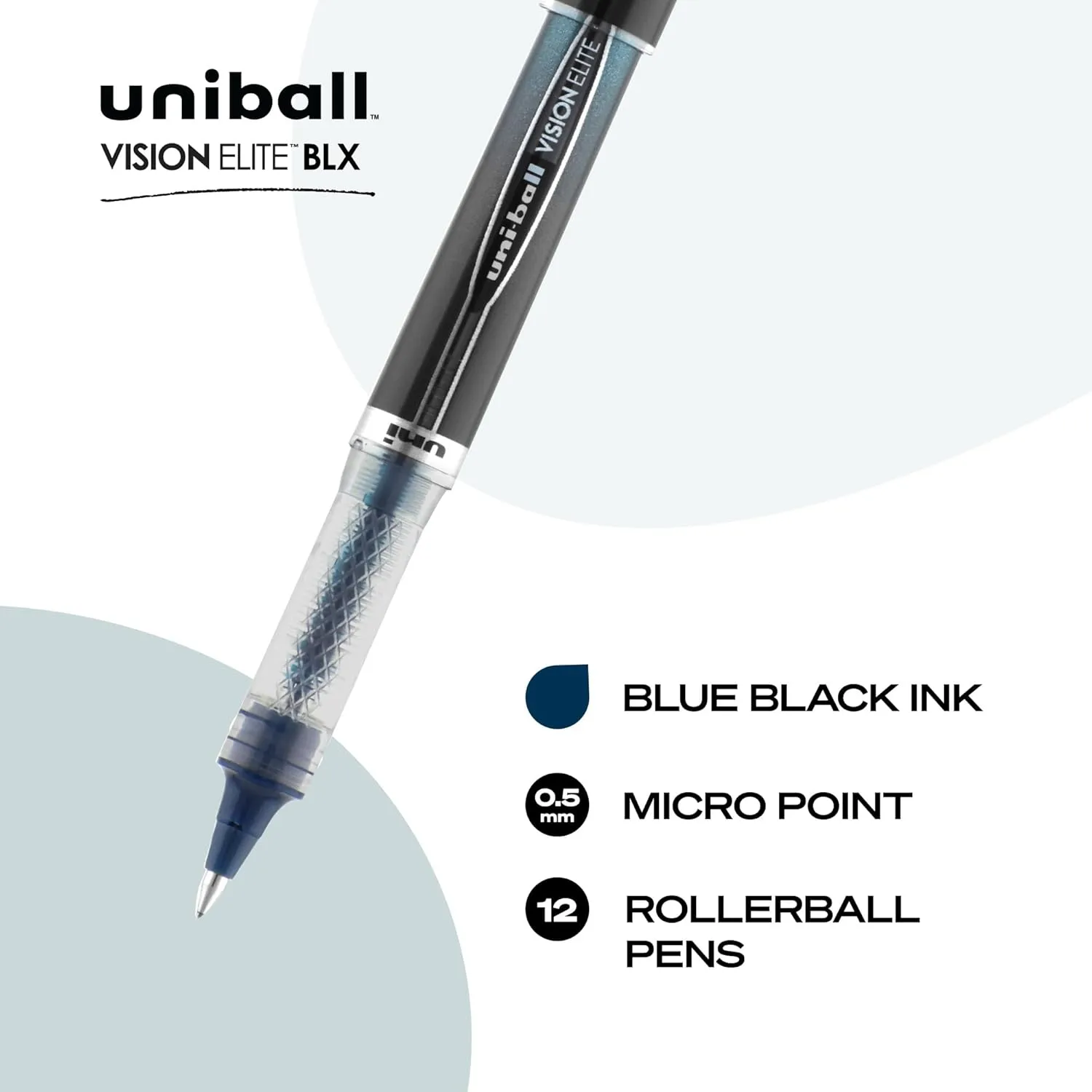 uniball Vision Elite Roller Ball Pen, 0.5 mm, Blue-Black