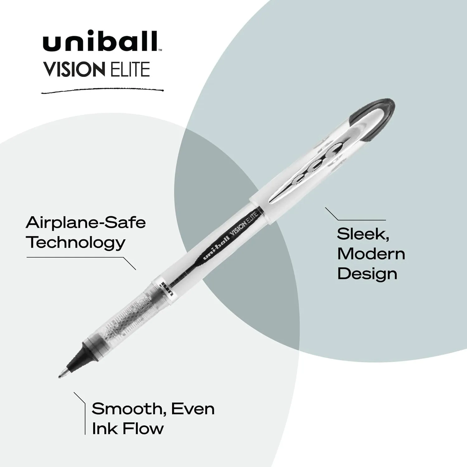 uni-ball uniball Vision Elite Rollerball Pens with 0.5mm Fine Point Micro Tip, Blue, 12 Count