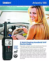 Uniden Atlantis 155 Handheld Two-Way VHF Marine Radio, Floating IPX8 Submersible Waterproof, Dual-Color Screen