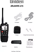 Uniden Atlantis 275 Handheld Two-Way VHF Marine Radio, Floating IPX8 Submersible Waterproof, Large Dual-Color Screen, 6-Watt
