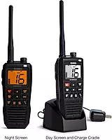 Uniden Atlantis 275 Handheld Two-Way VHF Marine Radio, Floating IPX8 Submersible Waterproof, Large Dual-Color Screen, 6-Watt