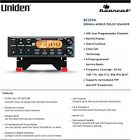 Uniden BC355N 300-Channel Base/Mobile Scanner, Close Call Capture, Pre-programmed Search “Action” Bands to Hear Non-Digital