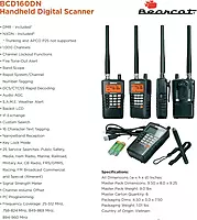 Uniden Bearcat BCD160DN Handheld Digital Scanner, Exclusive Features, Band Scope Rapid System/Channel Number Tagging