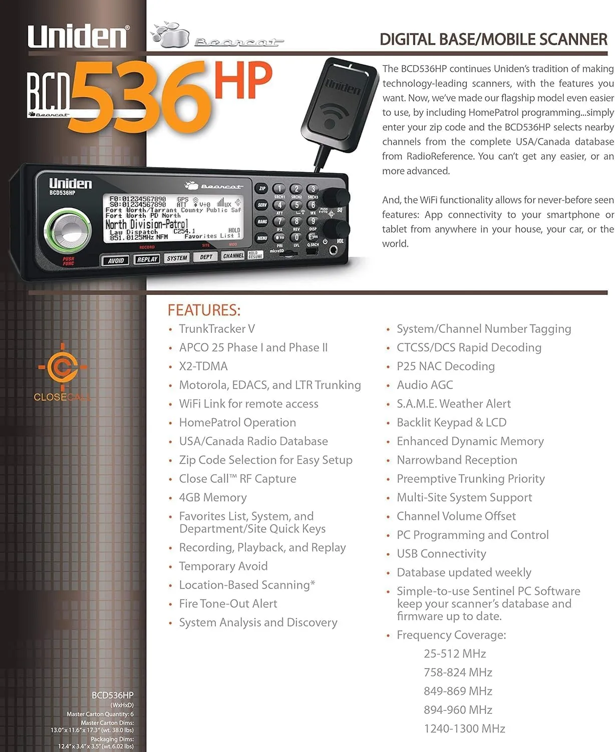 Uniden HomePatrol Series Digital Scanner with TrunkTracker V and S.A.M.E.