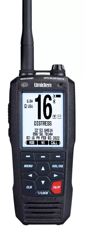 Uniden MHS338BT Floating, Handheld Marine VHF Radio, 6-Watts, GPS and Bluetooth, Submersible IPX8