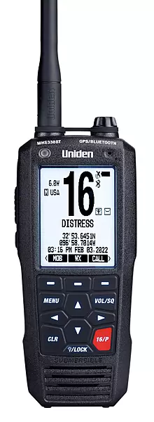 Uniden MHS338BT Floating, Handheld Marine VHF Radio, 6-Watts, GPS and Bluetooth, Submersible IPX8