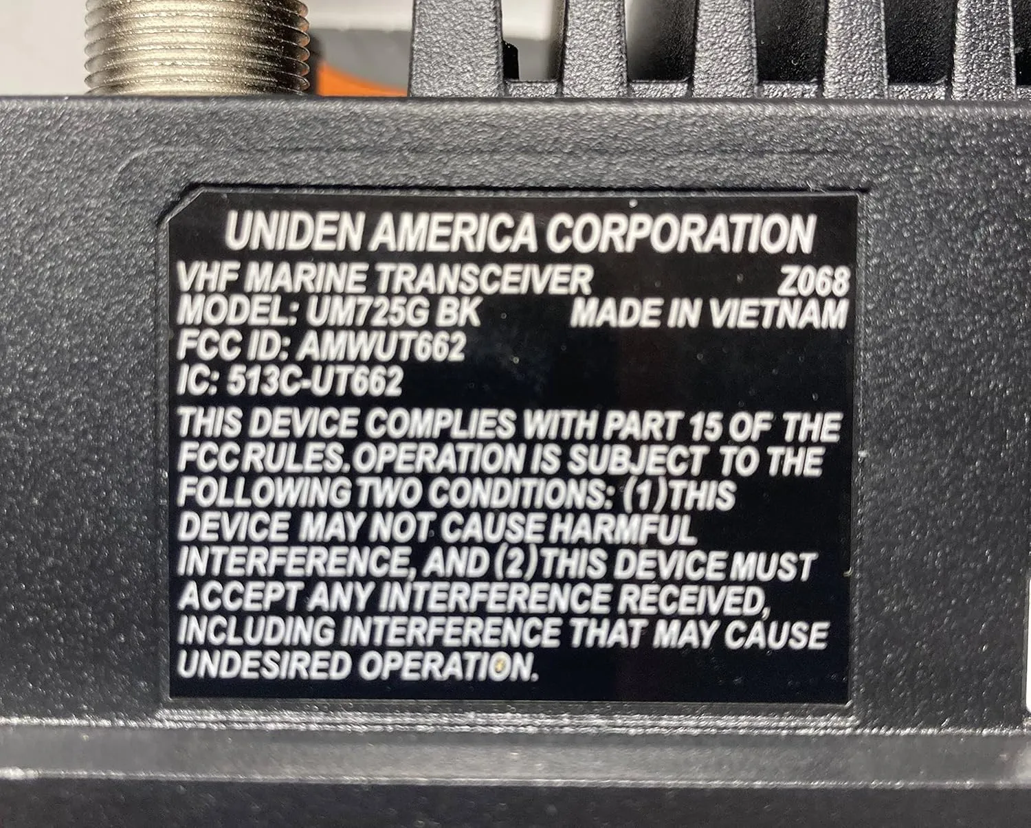 UNIDEN UM725 Fixed Mount Marine VHF Radio