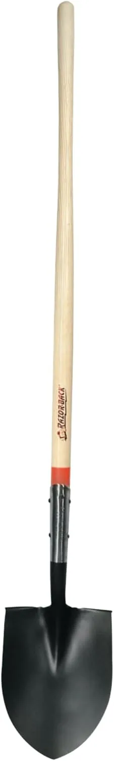 RAZOR-BACK 45519 Round Point Shovel, Open Back With Wood Handle